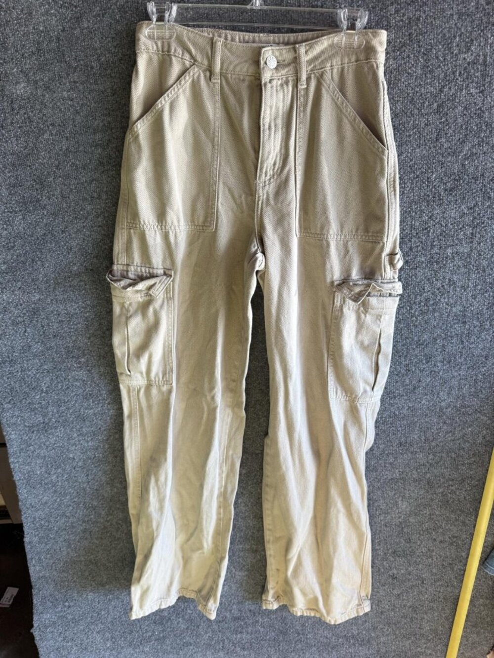 Nakd Cargo Pants Womens 36 Beige Twill Straight Leg Utility Pockets Workwear